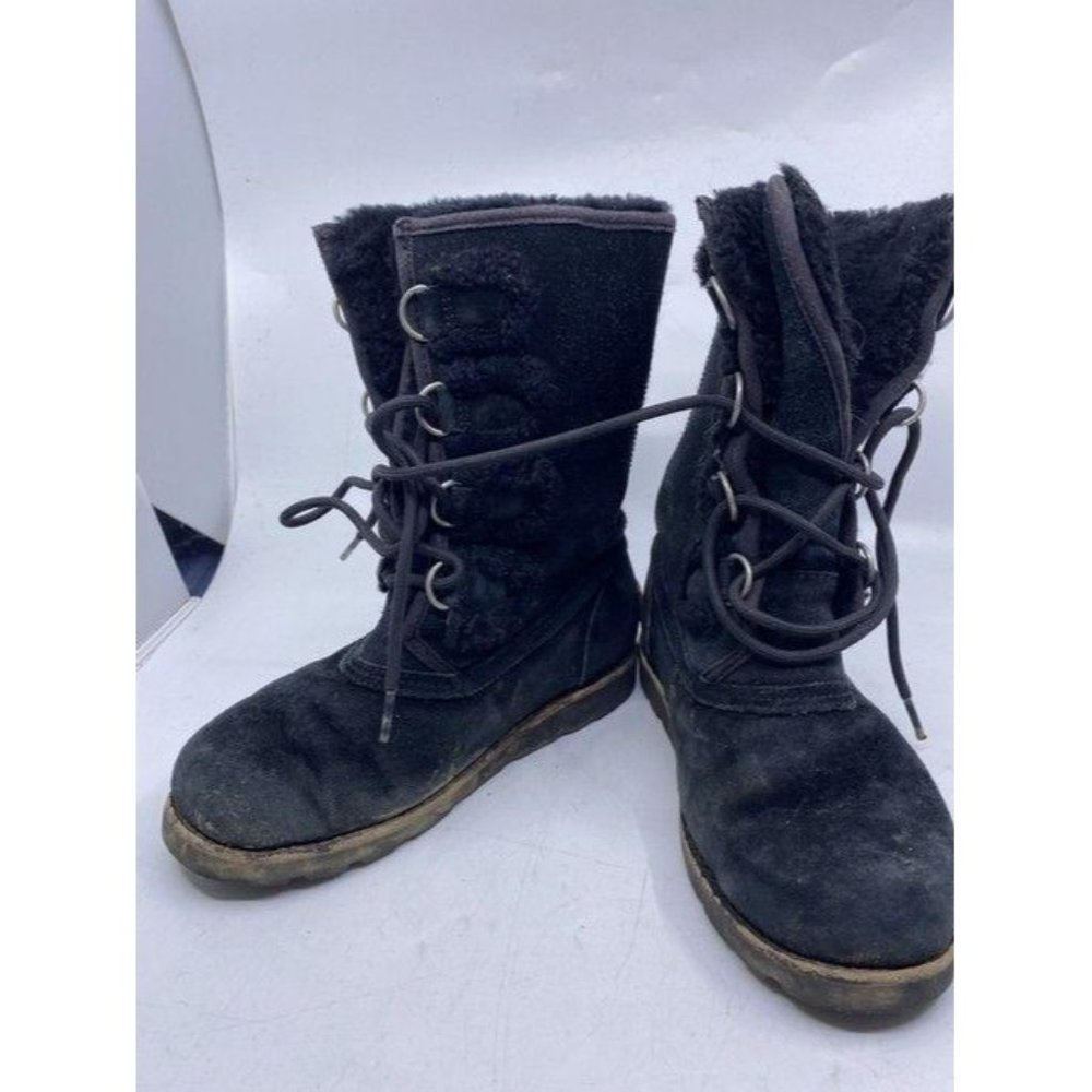 Ugg Australia Black Rugged Lace Up Bootsbooties Si